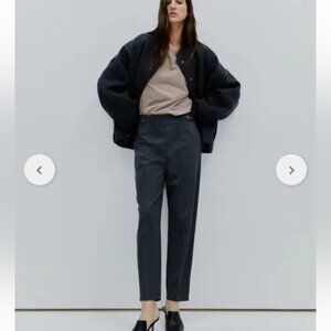 H&M Tapered Fit High Rise Trousers Pants Grey